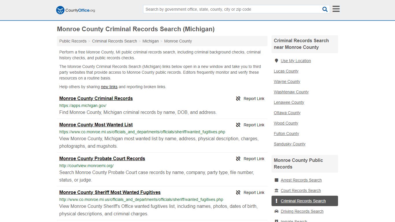 Monroe County Criminal Records Search (Michigan) - County Office